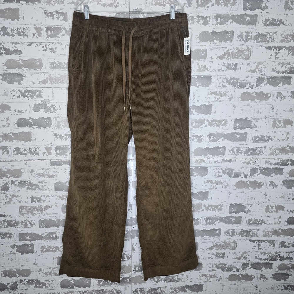 NEW Old Navy Pants Womens Large‎ Tall Brown Corduroy Wide Baggy Leg Pull-On Boho